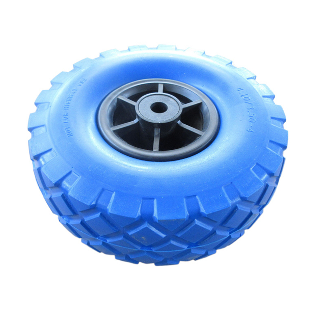 Industrial heavy solid blue PU wheels for wheelbarrow carts